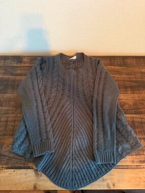 Patrons of Peace Women’s Cable Knit Sweater Medium Gray Lace Up Open Back